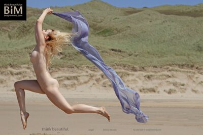 Angel Sheer Scarf And Nude Beach Posing - photo 08