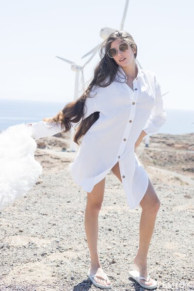 Sunlit Coastal Breeze And White Shirt Freedom With Esfinge - photo 00