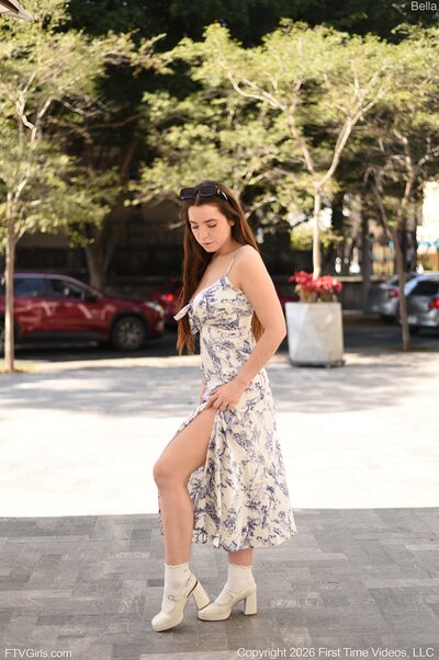 City Sidewalk Floral Dress Photo Walk With Bella Style Afternoon - photo 00