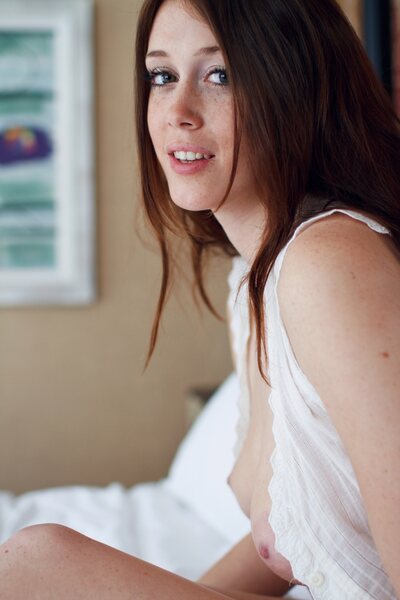 Chad Posing Softly On Bed In White Shirt Morning Sensual Mood - photo 05