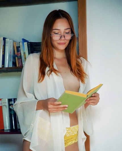 Janey Studying By Met Art