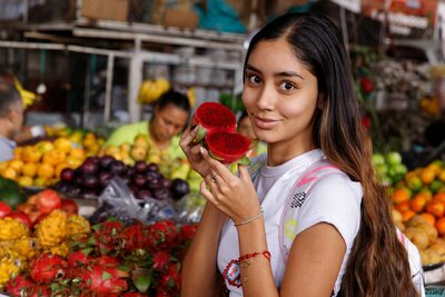 Paulette Donceles Teasing With Exotic Fruits At Market And Home - photo 00