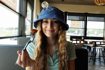 Skyla Kirch In Casual Jeans And Bucket Hat Teasing Outdoors - photo 00