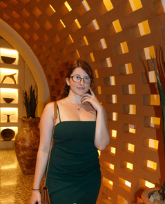 Nighttime Charm In Green Dress With Busty Beauty Bess Burton