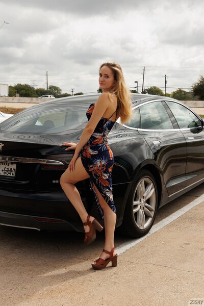 Playful City Cafe Dress Tease And Late Car Ride With Athena Fleurs - photo 05