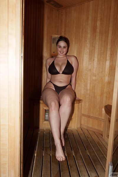 Black Bikini Sauna Portraits In Warm Steam With Adele Cotton - photo 02